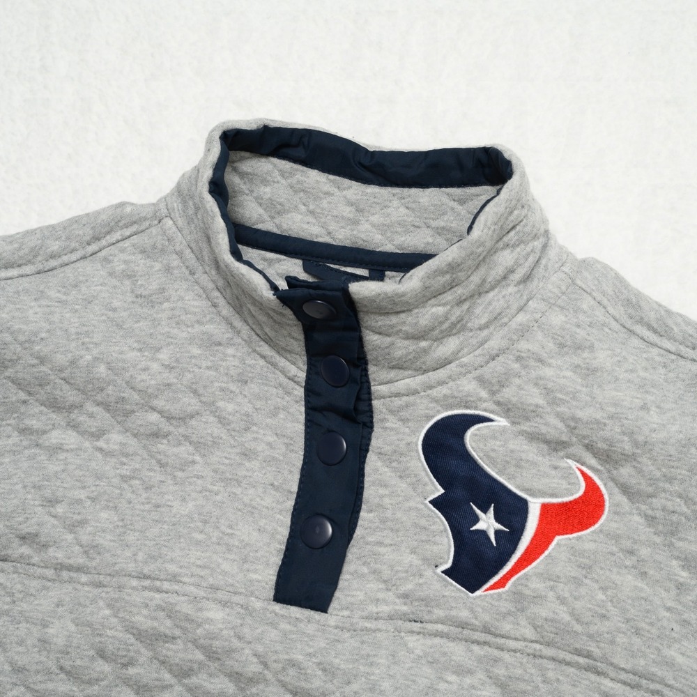 NFL Houston Texans Sweatshirt Women's Sz M Grey NFL Team Quilted Quarter Snap - Picture 2 of 10